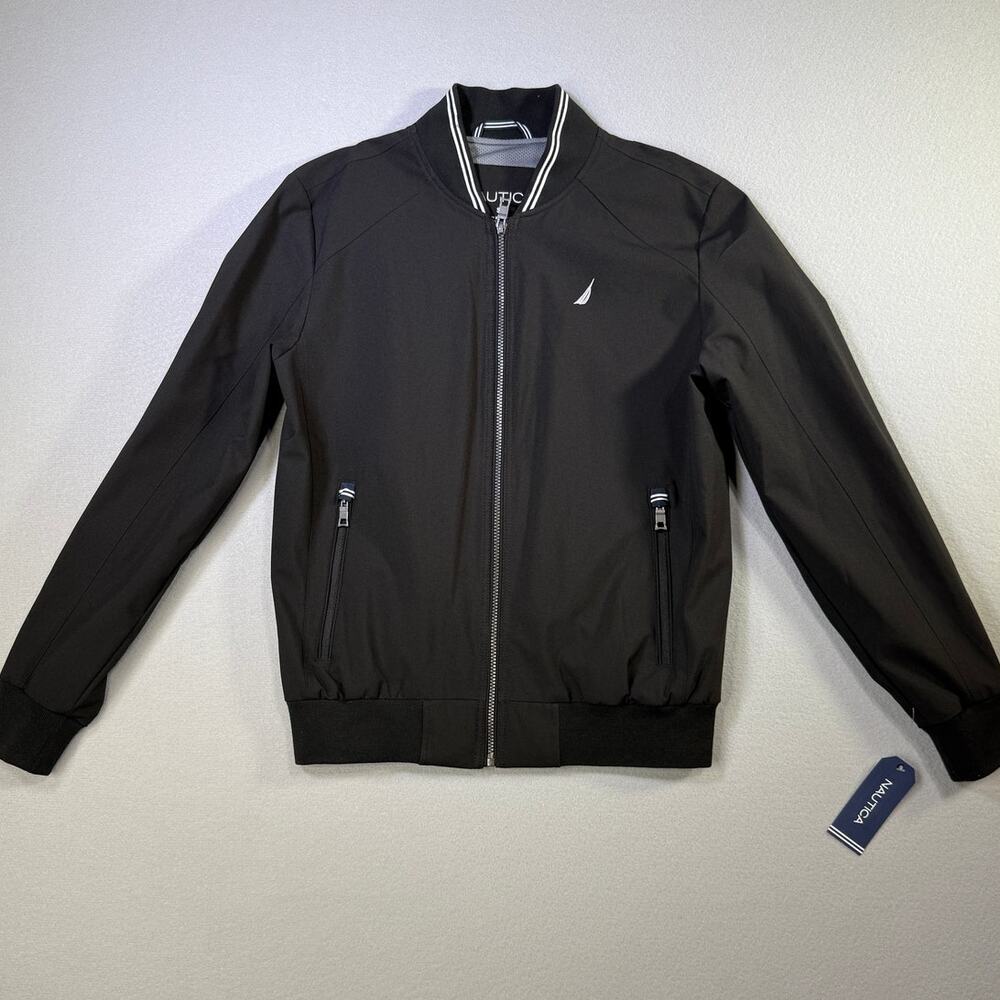 Nautica Men's Baseball Collar Bomber Jacket black Small $70